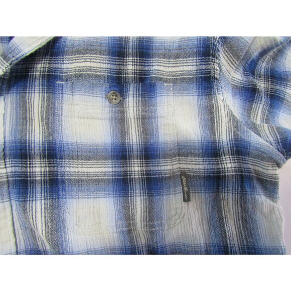 Eddie Bauer Classic Fit Blue Plaid Button Shirt Men's size TL Nautical - Picture 5 of 9